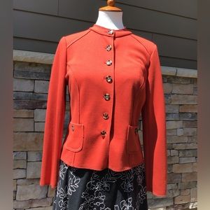 Laura Ashley knit jacket size Petite Medium like new condition, burnt orange.